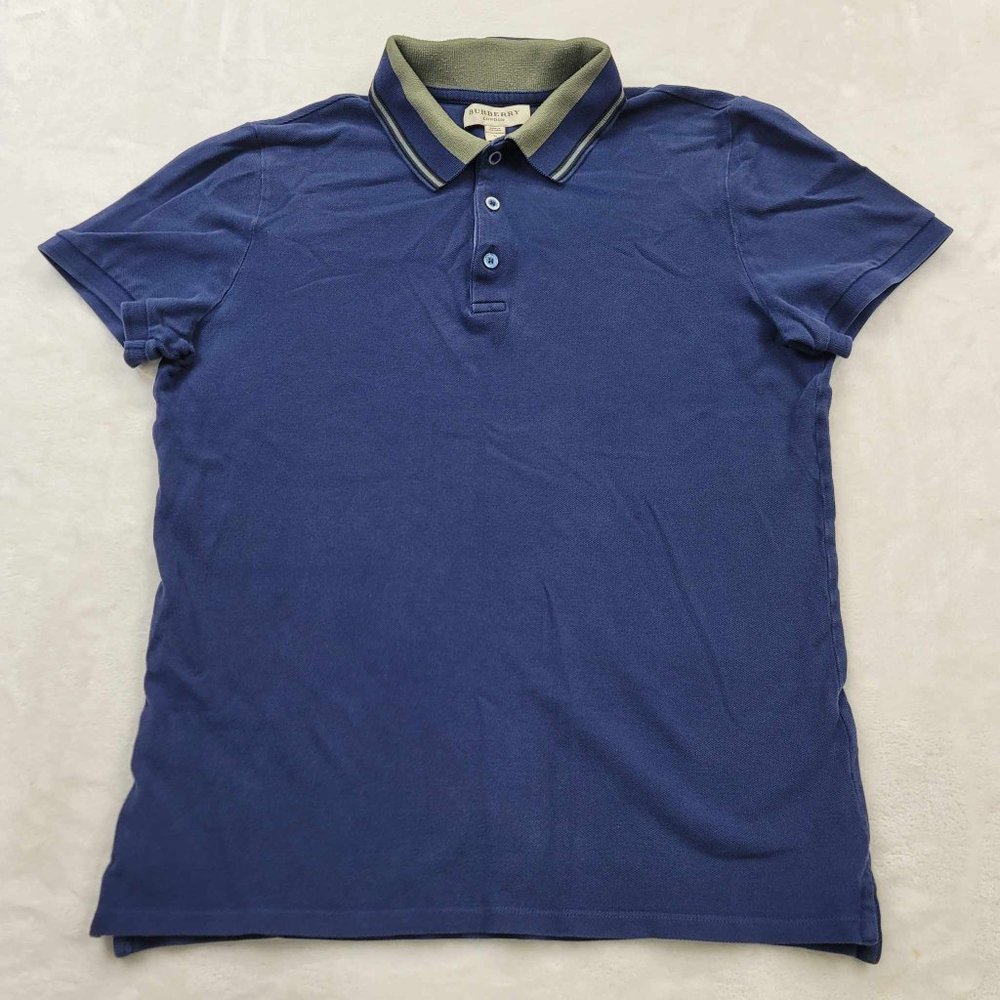 Burberry London Juniors Polo Shirt Large Blue Short Sleeve 100% Cotton *Read